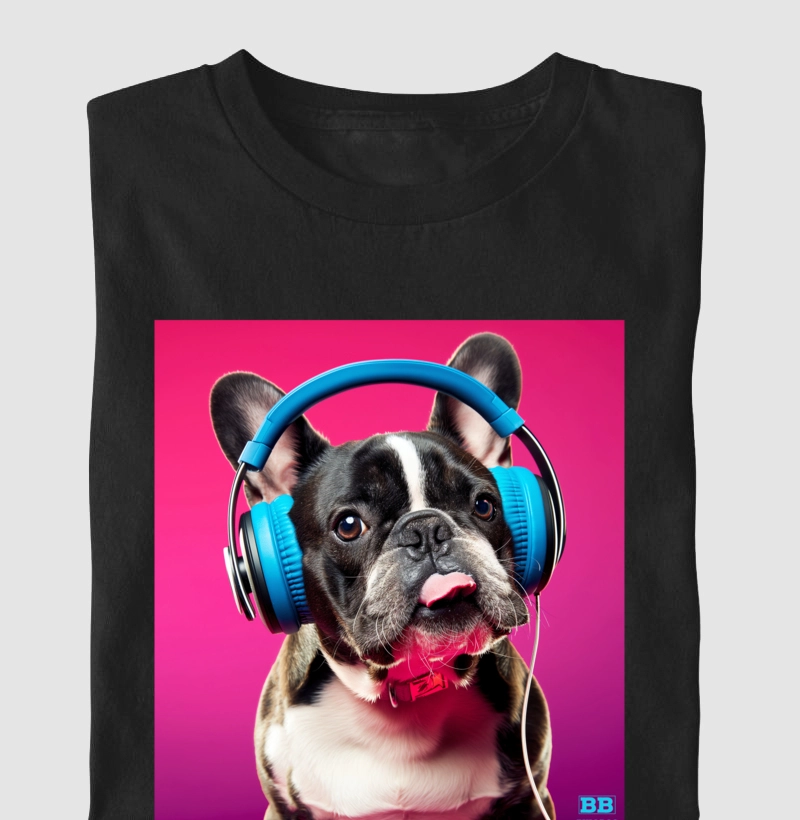 Camiseta Bulldog Frances "Headphones"
