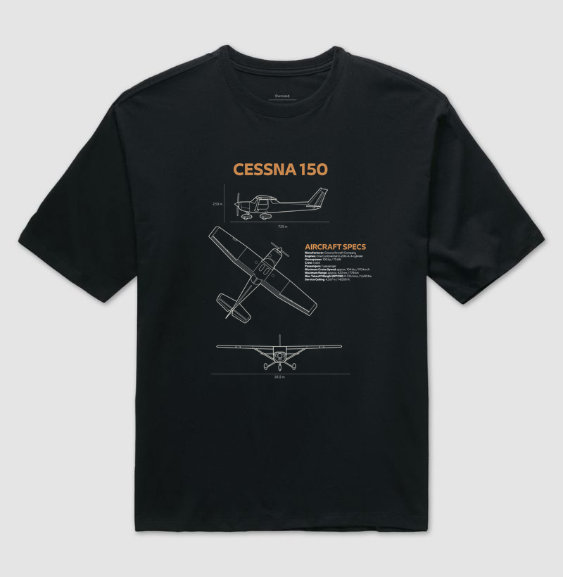Cessna 150 | Blueprint - Camiseta Oversized