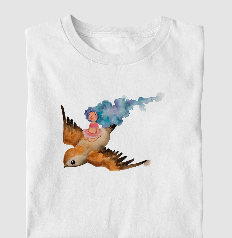 Camiseta Infantil Voo com Pássaro 