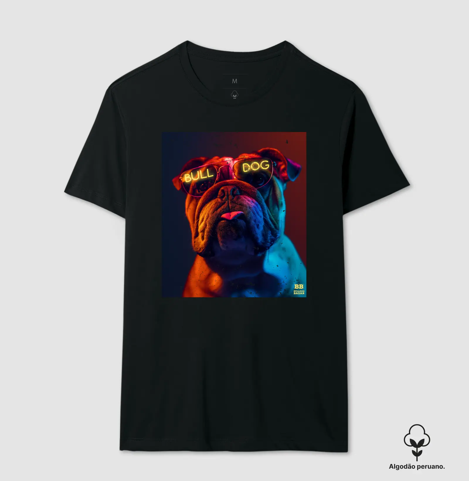 Camiseta Premium Bulldog Ingles "Oculos neon"