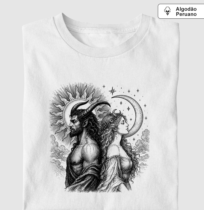 Deus Sol & Deusa Lua - Camiseta Algodão Peruano