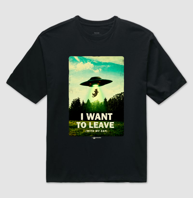 I wanto to leave (with my cat) - Camiseta Oversized
