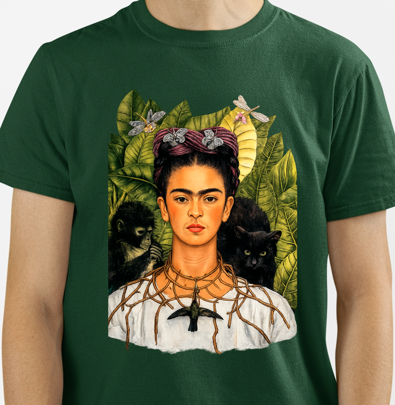 Surrealismo Frida K. com gato e macaco 
