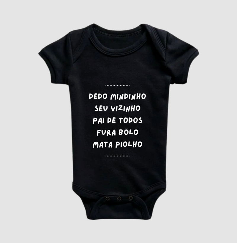 Body Infantil Dedo Mindinho - Letra Brancas