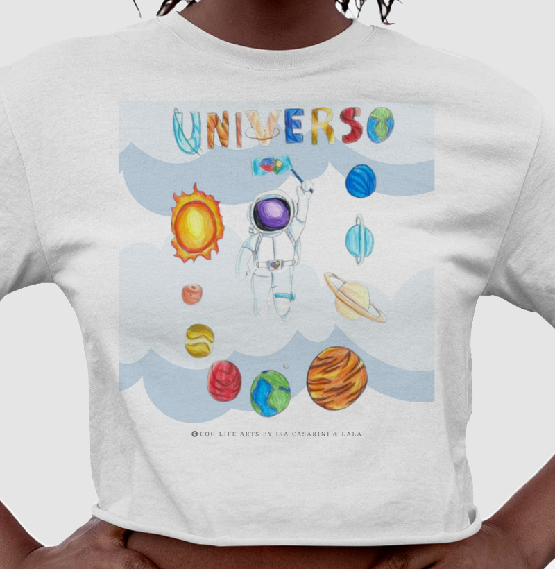 Cropped Branco Universo by Larissa Nascimento