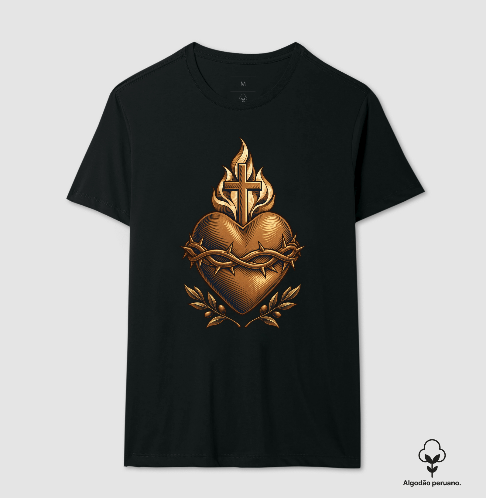 Sagrado Coração — Cristo Vivo - Camiseta Algodão Peruano