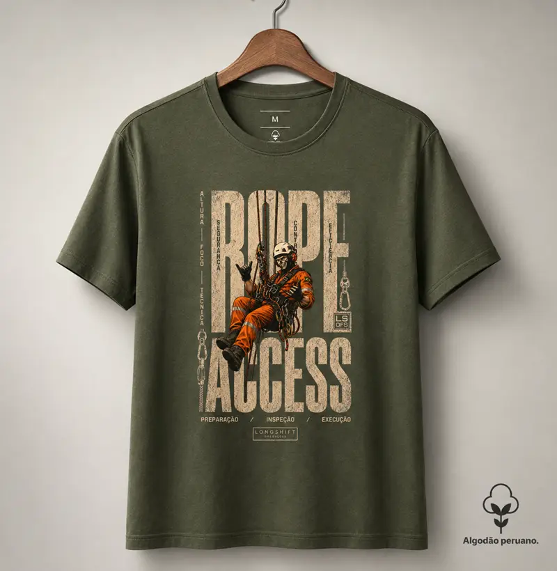 Rope Access Operação Vertical  - Camiseta Algodão Peruano
