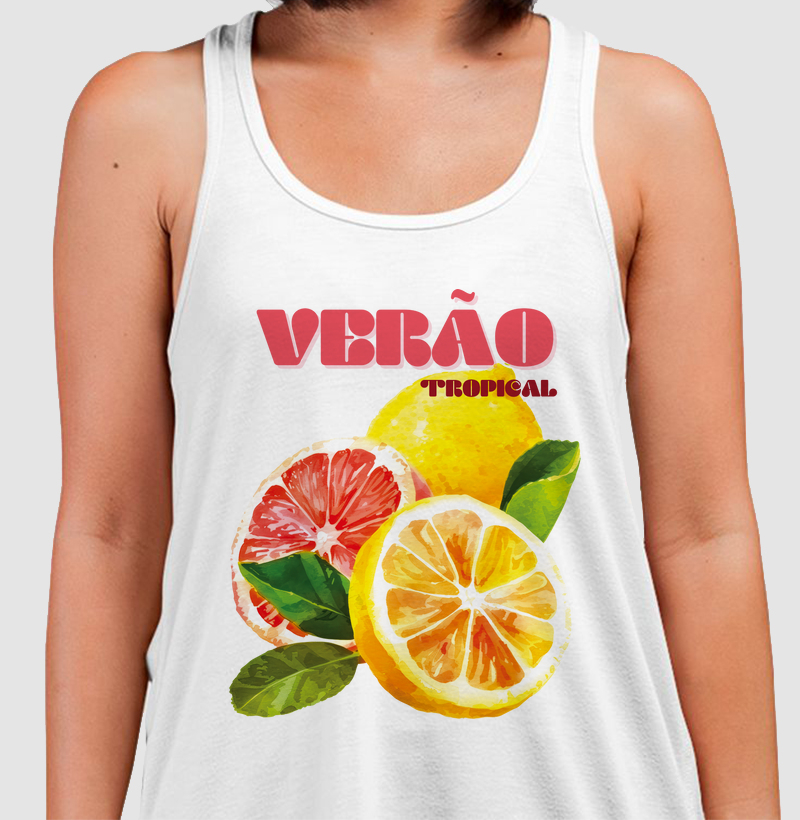Camiseta Regata - Verão Tropical (Laranja)