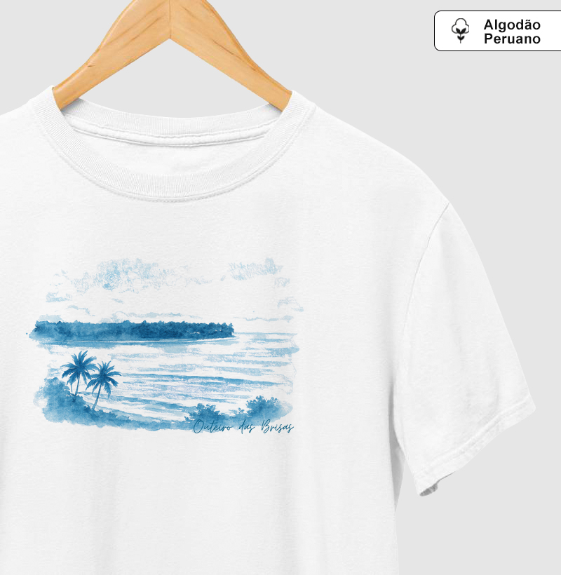 Camiseta Praia do Outeiro das Brisas Aquarela – Bahia Algodão Peruano 
