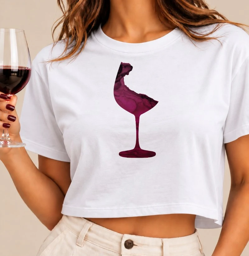 Camiseta Cropped Vinho Abstrata