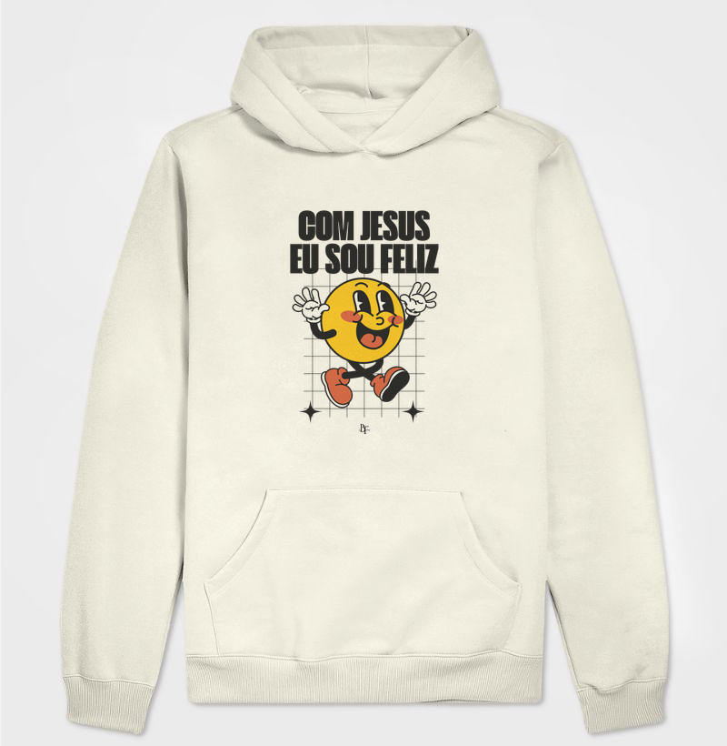 Com Jesus eu sou feliz - Hoodie Moletom