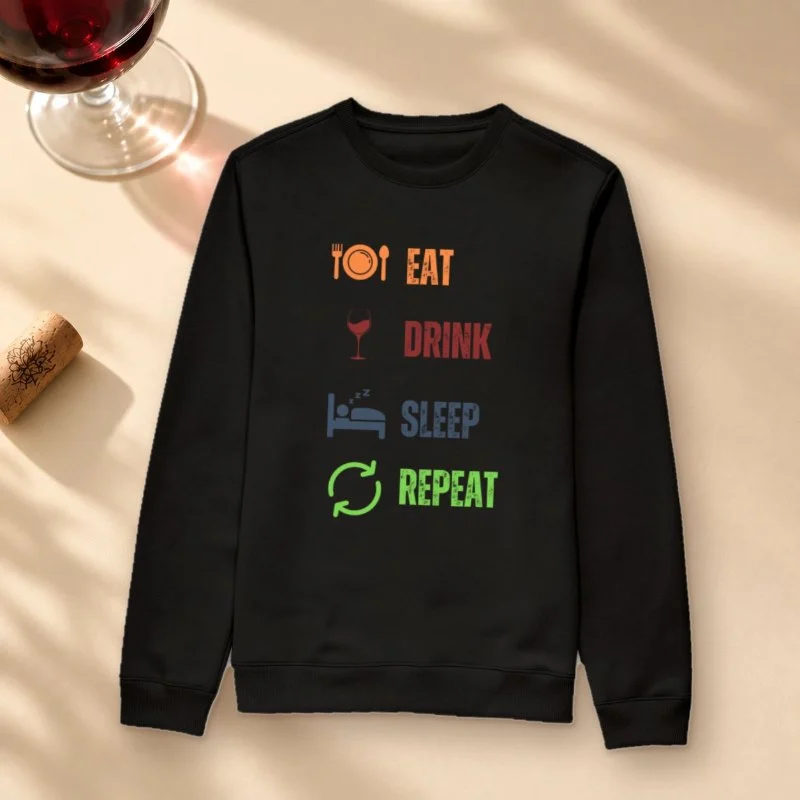 Suéter Slim Eat, Drink, Sleep, Repeat - Suéter Moletom