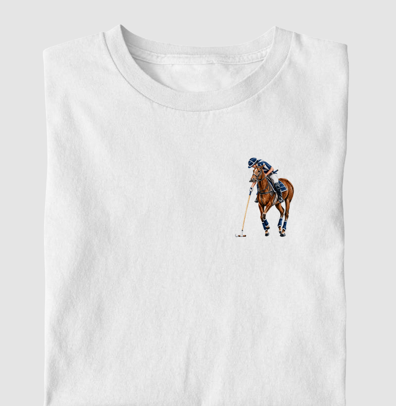 Polo - Castanho Blue&White (Peito) - Camiseta Infantil