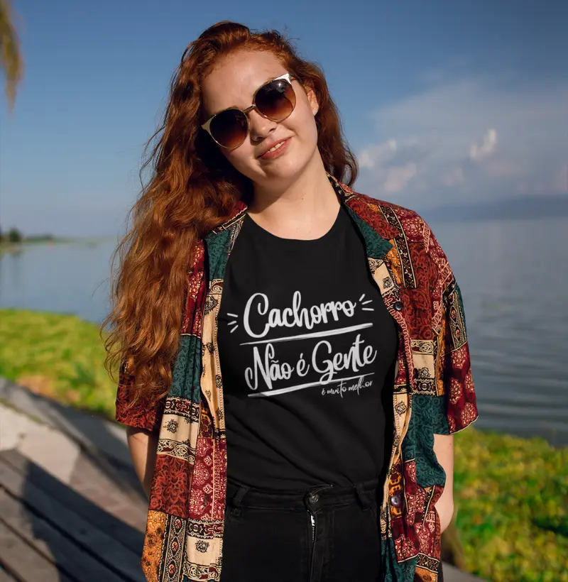 Camiseta Dog Pulse Positive Vibes Cachorro não é Gente