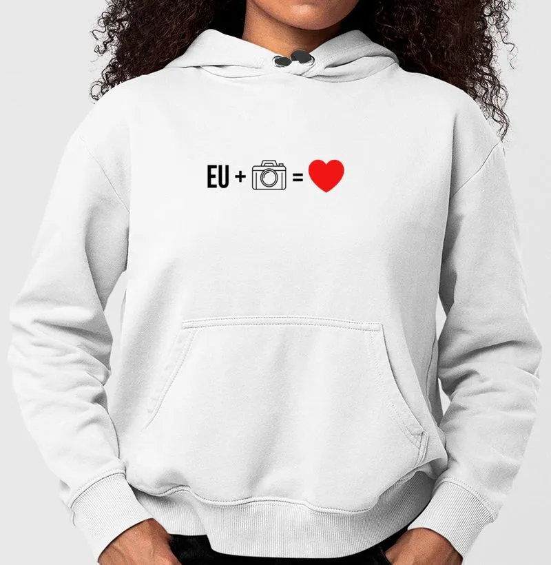 Moletom eu + câmera = amor