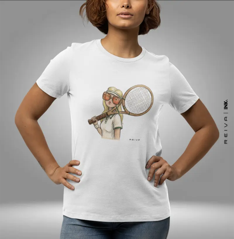 Camiseta Tênis: Retro Tennis Girl Vintage