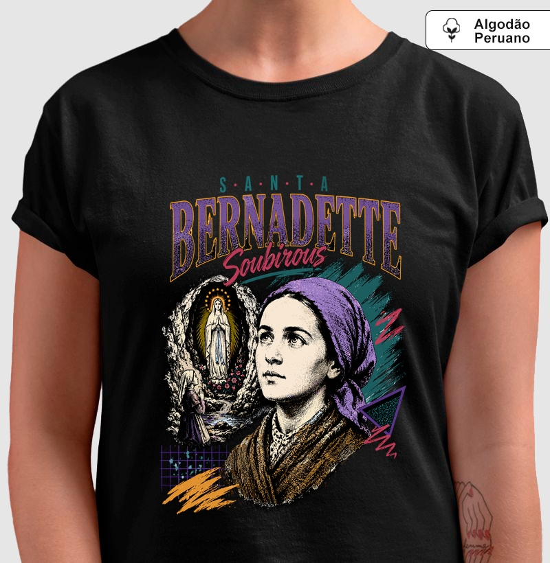 Santa Bernadette Soubirous e a Gruta - Algodão Peruano