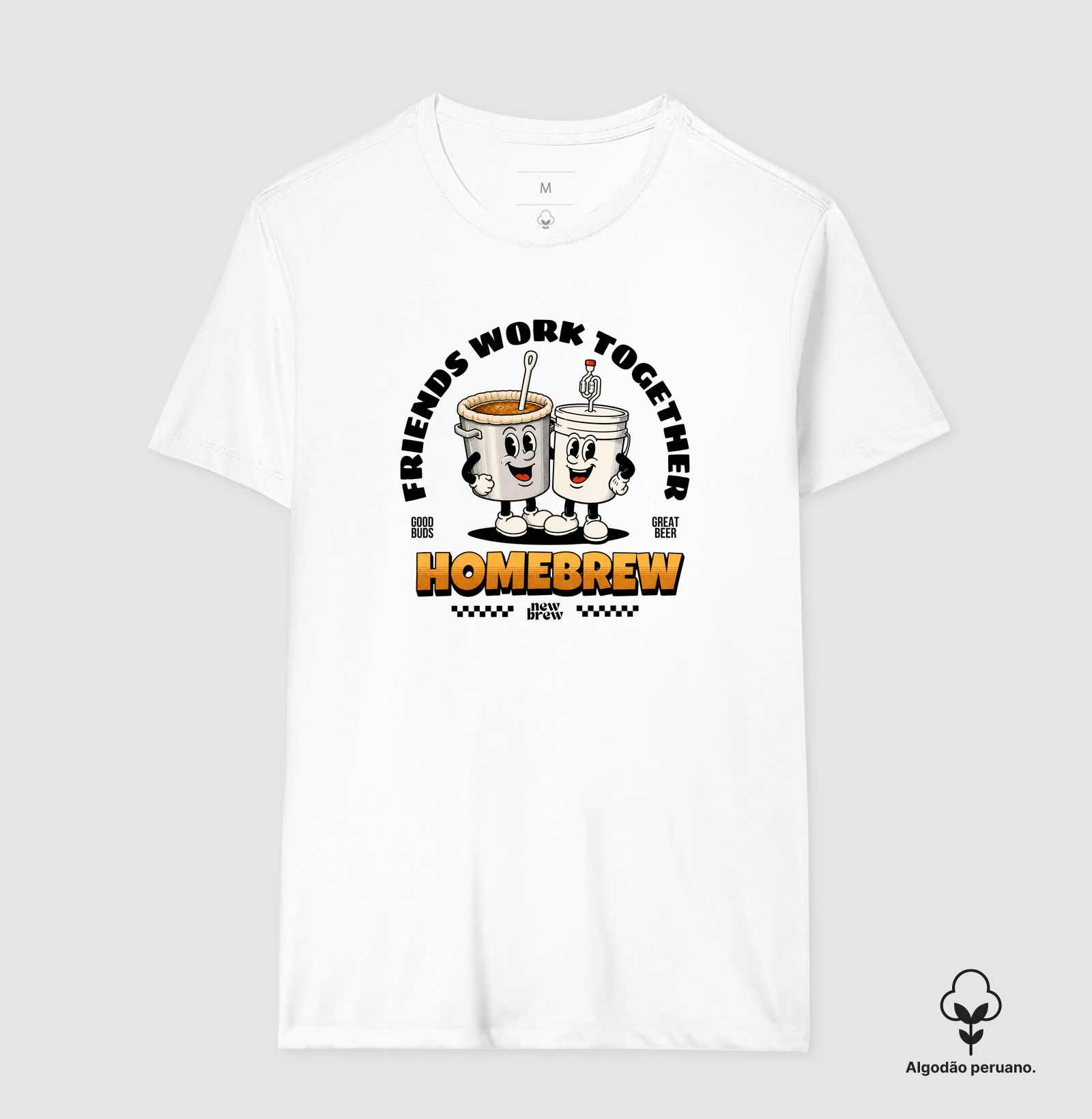 Friends Work Together - New Brew - Camiseta Algodão Peruano