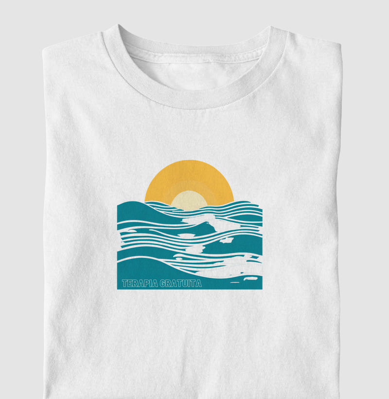 Camiseta com estampa "Mar é terapia"- 100% algodão