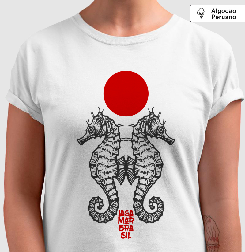 Camiseta Cavalos marinhos em Algodão Peruano