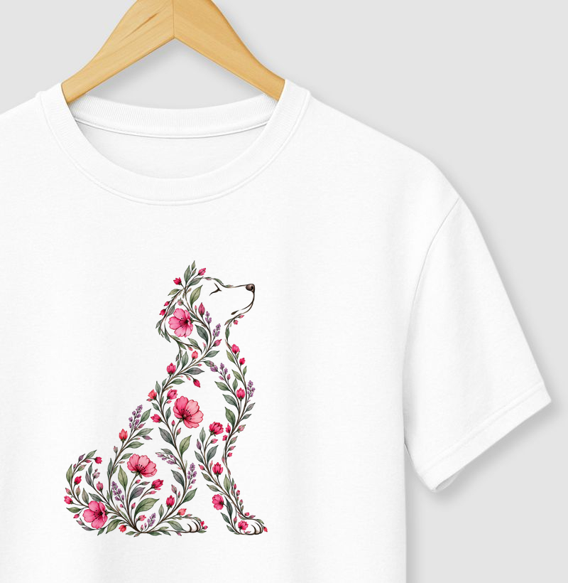 Cachorro em Flores - Camiseta