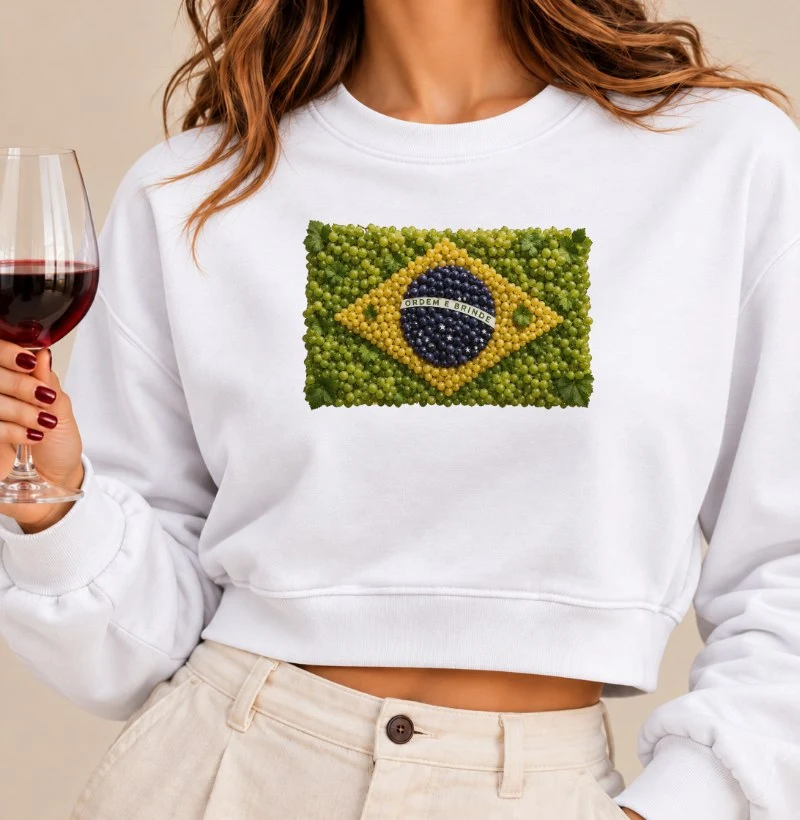 Moletom Cropped Vinho - Brasil em Uvas - Cropped Moletom