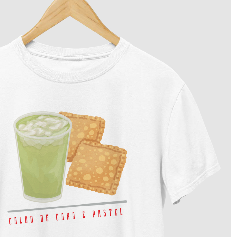 Camiseta caldo de cana e pastel