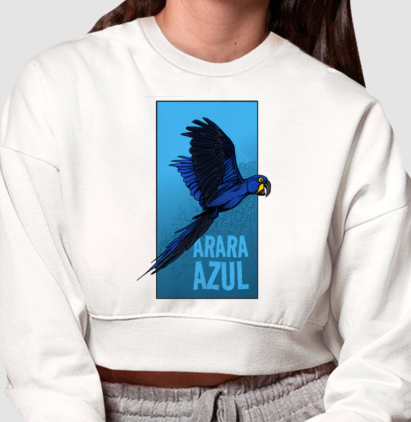 Cropped Moletom A Arara Azul