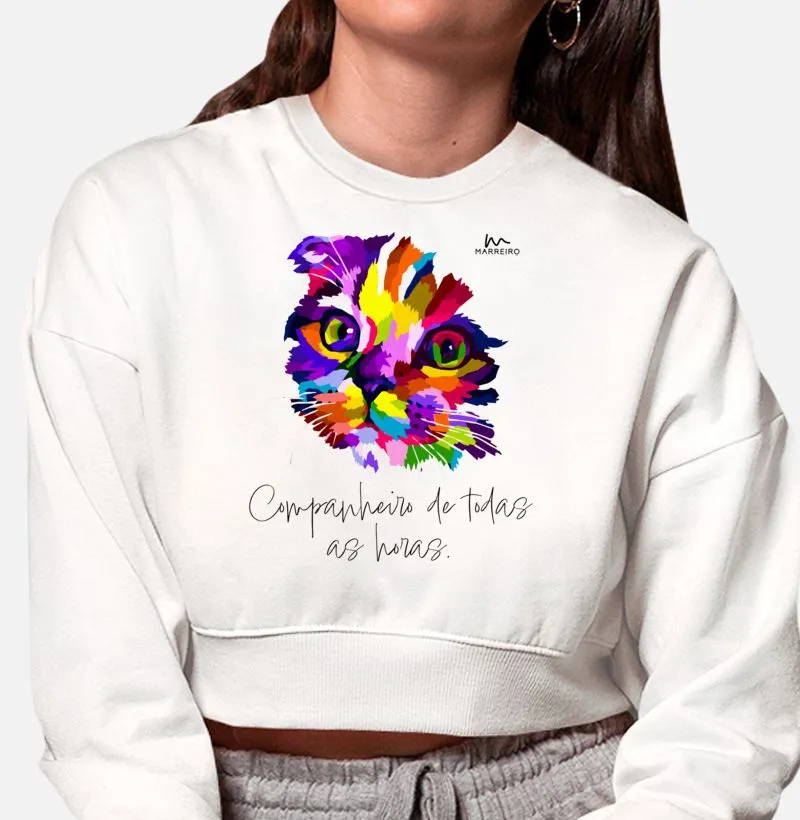 Cropped Moletom Gato Companheiro
