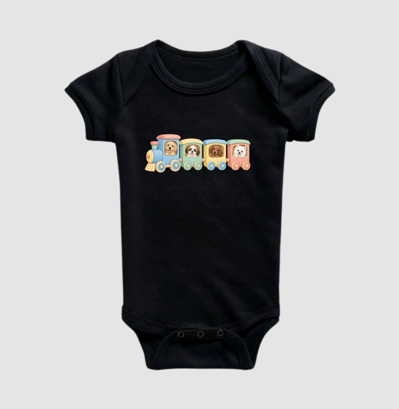 Trenzinho de Cachorros - Body Infantil