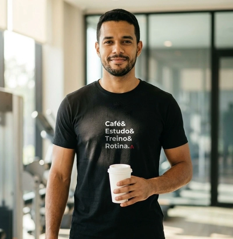 Camiseta Café, Estudo, Treino, Rotina - Atleta Pro