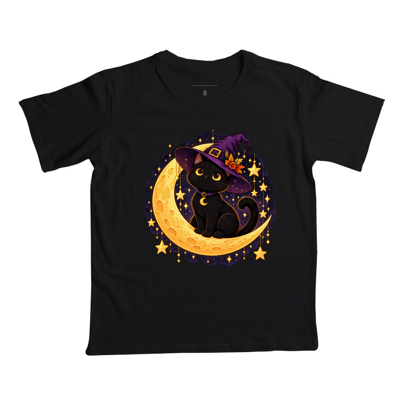 Gatoween - Bruxaria na Lua - Camiseta Infantil
