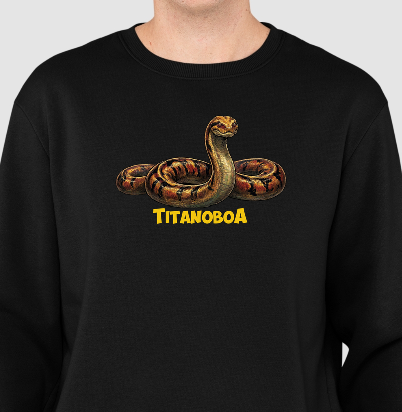 Blusa Dinossauro Suéter Titanoboa Amarela Algodão Premium Dinoloco