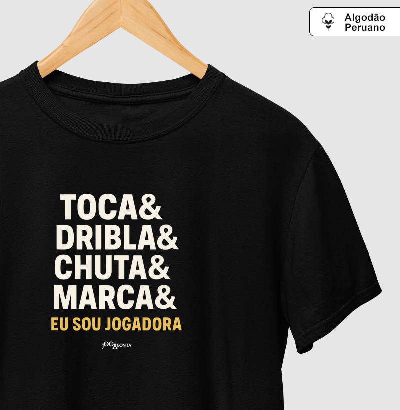 toca, dribla, chuta, marca e eu sou jogadora