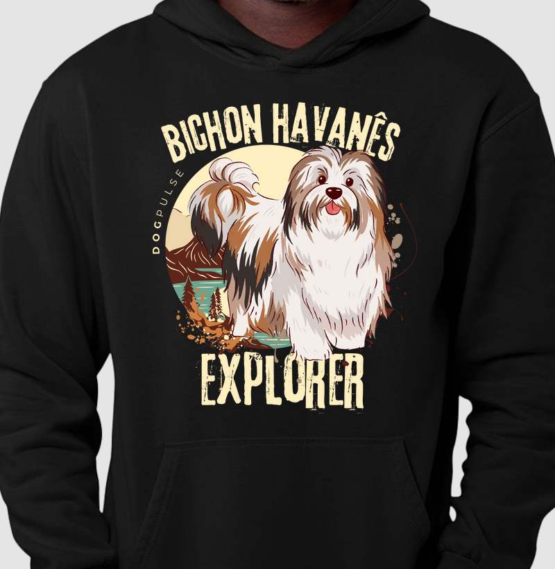 Hoodie Moletom Dog Pulse Bichon Havanês Explorer – Tropical Vibes