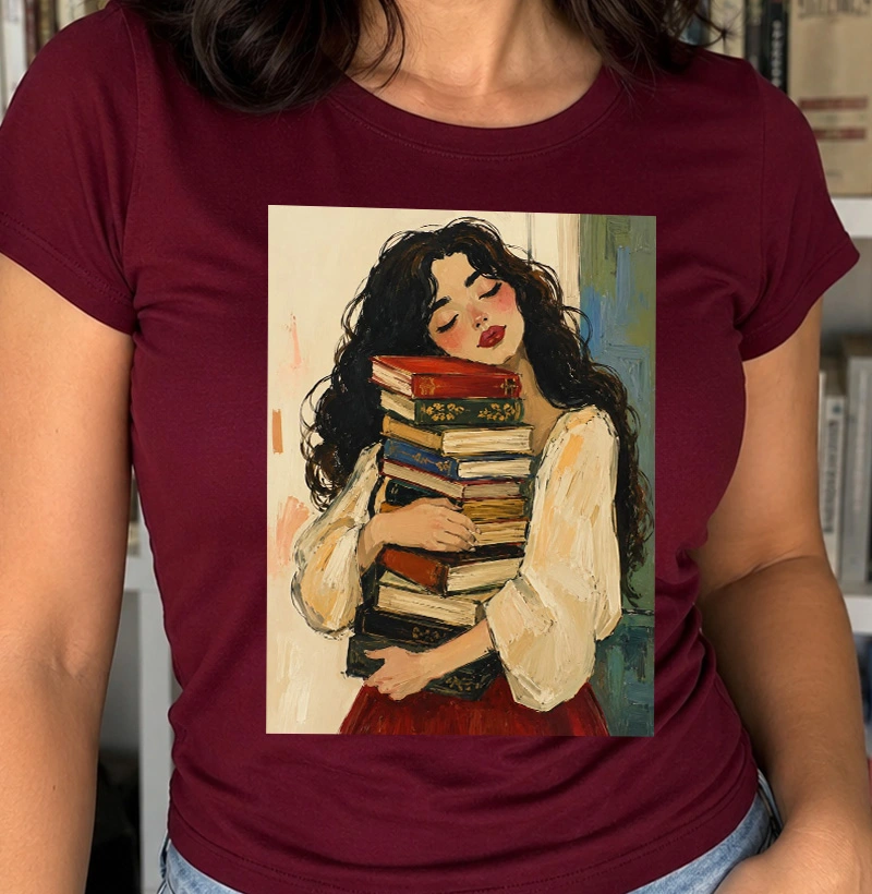 Abraçada em livros