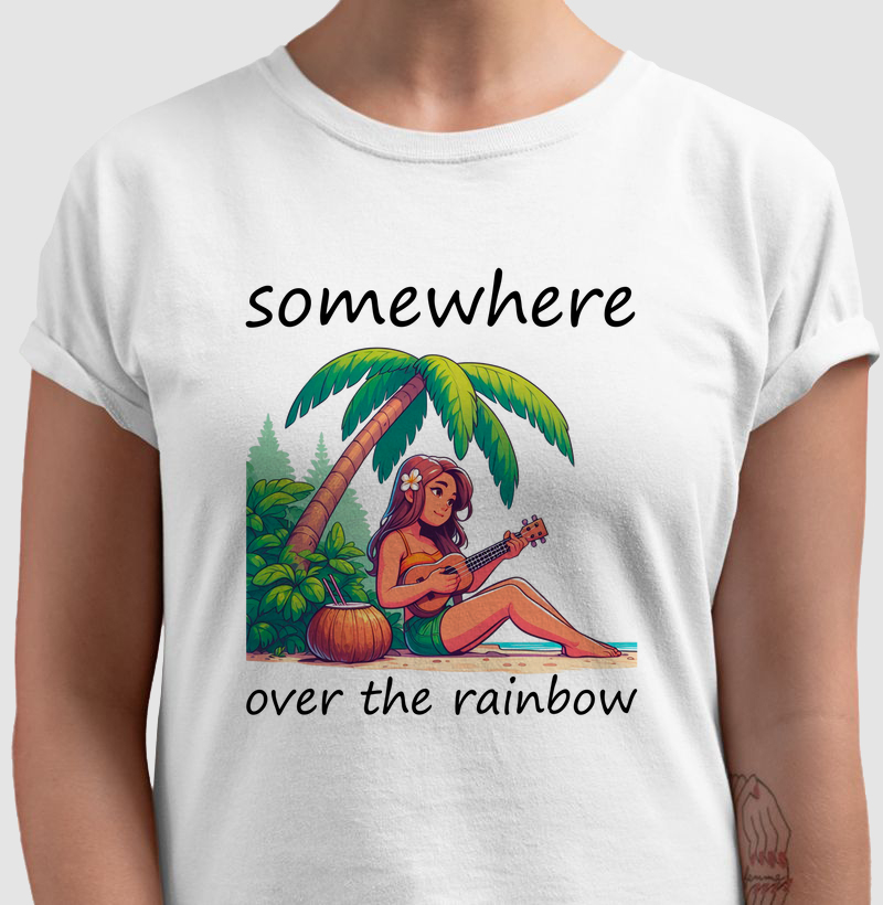 Camiseta Ukulele Frase Somewhere