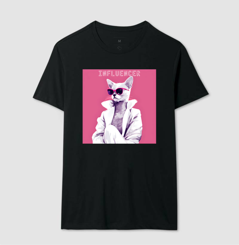 Camiseta Engraçada Gato Influencer