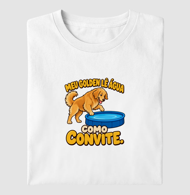 Meu Golden lê água como convite.