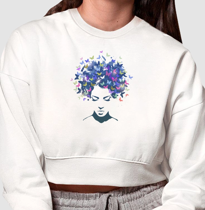Mulher borboleta moletom cropped