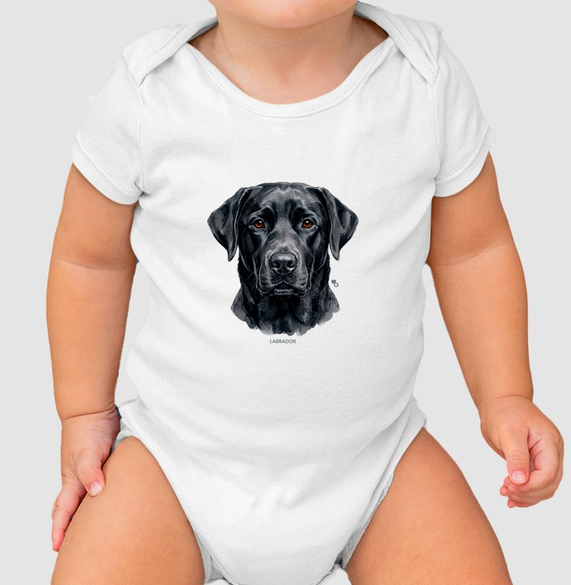 Cães - Labrador preto - Body Infantil - Body Infantil