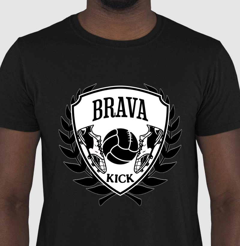 Camiseta Brasão Brava Kick Preto e Branco