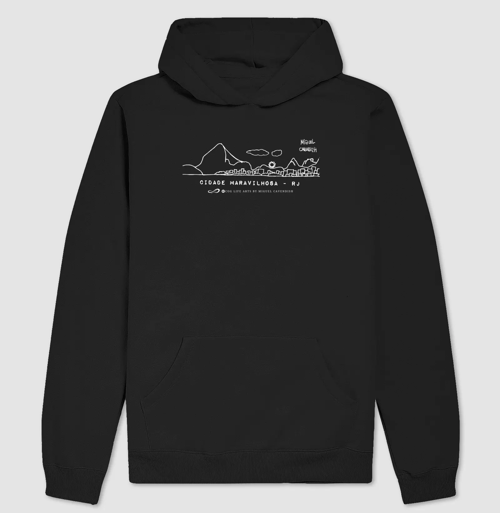 Moletom Hoodie Cidade Maravilhosa Preta by Miguel Cavendish