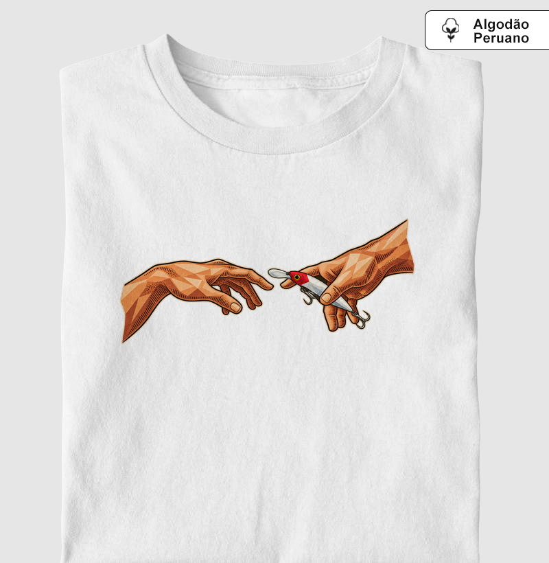 🎣 A Criação da Pesca ✨ - Camiseta Algodão Peruano