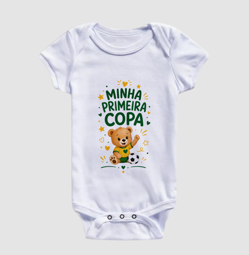 Minha primeira Copa - ursinho (body bebê)