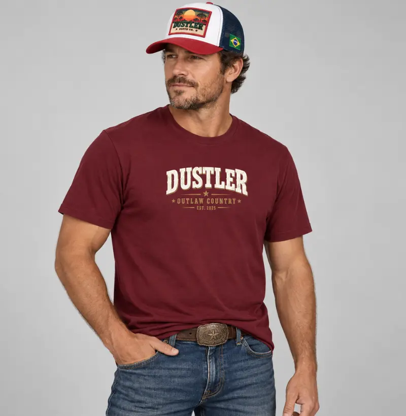 Camiseta Country Masculina  Dustler Bordeaux