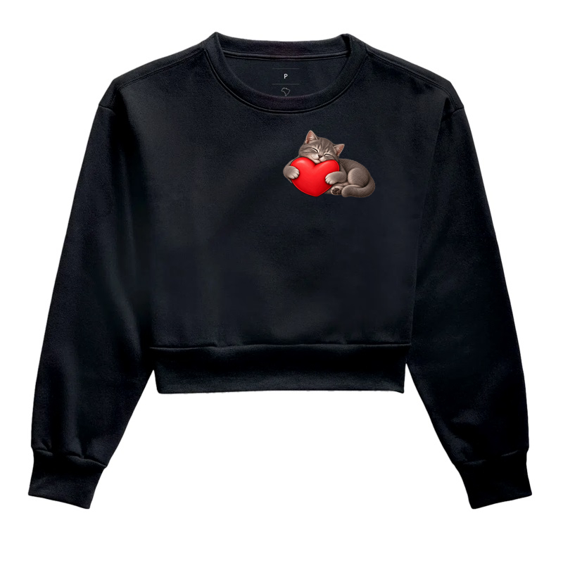 Gatinho Carinhoso - Cropped Moletom