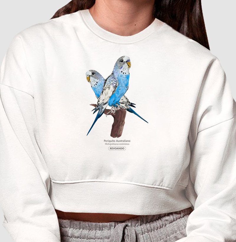 Love Friends - Periquito Australiano Azul - Moletom Cropped