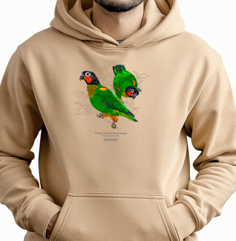 Traços Alados - Curica-de-bochecha-laranja - Moletom Hoodie
