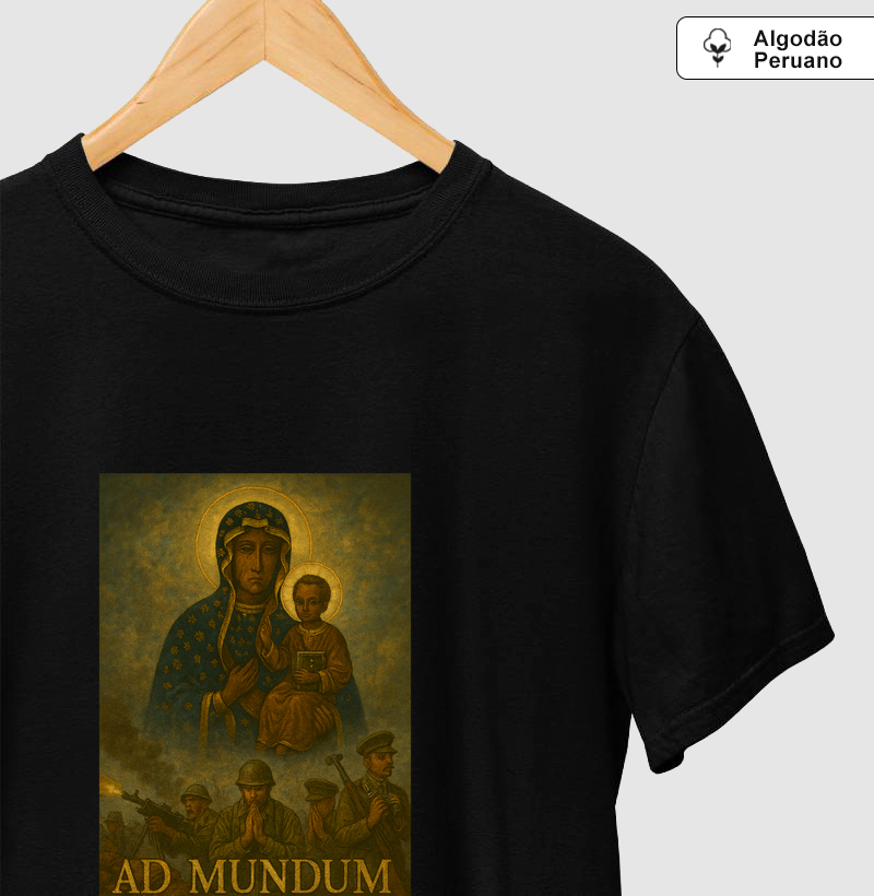 Camiseta Algodão Peruano Ad Mundum Pace "Nossa Senhora de Częstochowa"